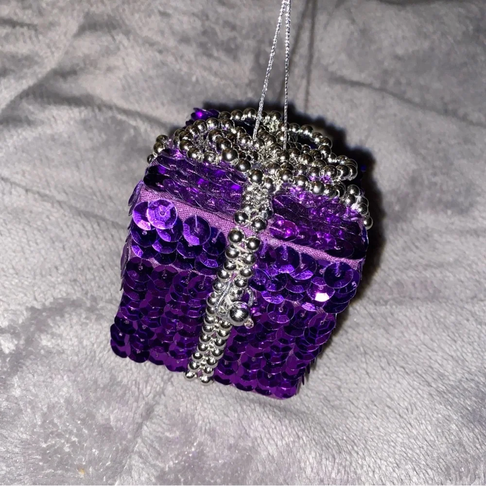 Purple Sequin‎ Jewelry Ring  Box / Christmas ornament